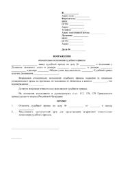 Возражения относительно исполнения судебного приказа